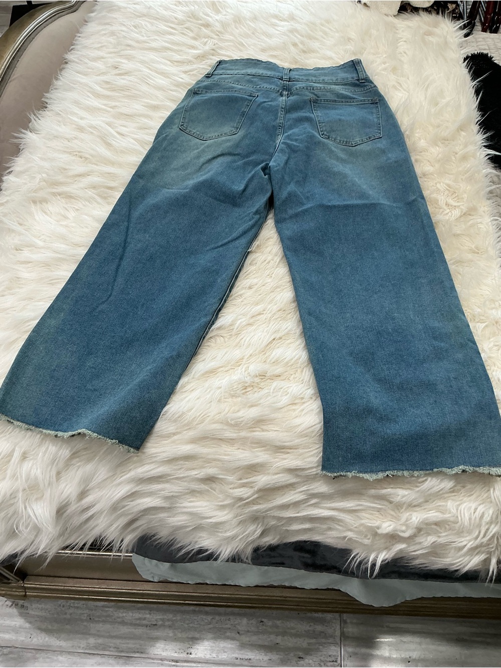 Wide-Leg Blue Women's Jeans - Casual Comfort - Picture 4 of 5